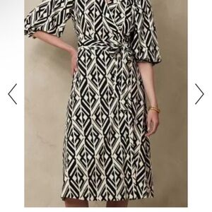 Banana Republic Balloon Sleeve Midi Wrap Dress Size M NWT